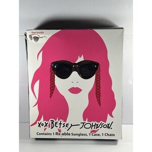 Betsey Johnson Gift Set. Contains 1 Rx-able Sunglass, 1 Case, 1 Chain. New.